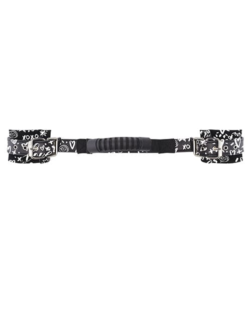 Shots America Shots Ouch Love Street Art Fashion Printed Hand Cuffs with Handle - Black Kink &amp; BDSM