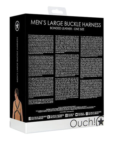 Shots America Shots Ouch Men's Large Buckle Harness - Black Kink & BDSM