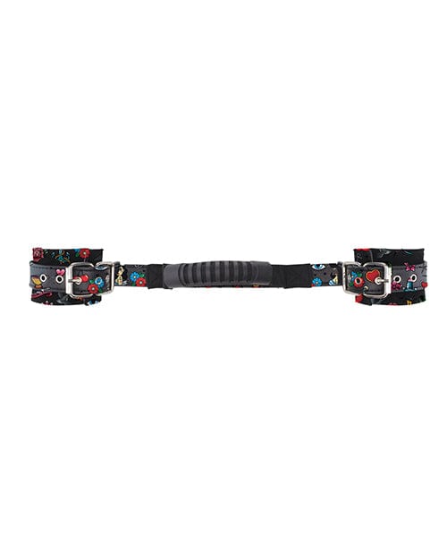 Shots America Shots Ouch Old School Tattoo Style Printed Handcuffs with Handle - Black Kink &amp; BDSM