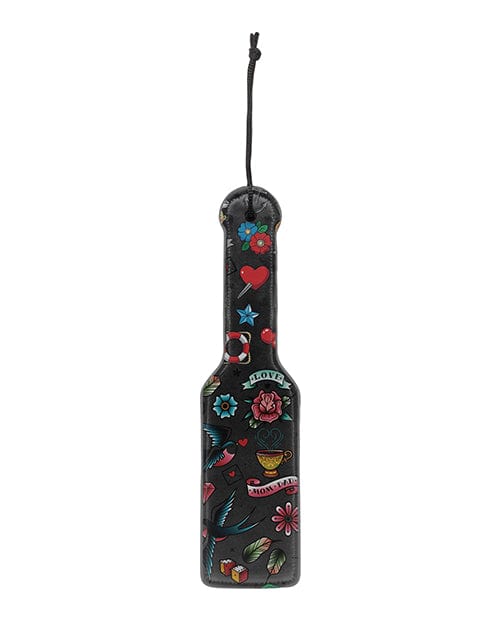 Shots America Shots Ouch Old School Tattoo Style Printed Paddle - Black Kink &amp; BDSM