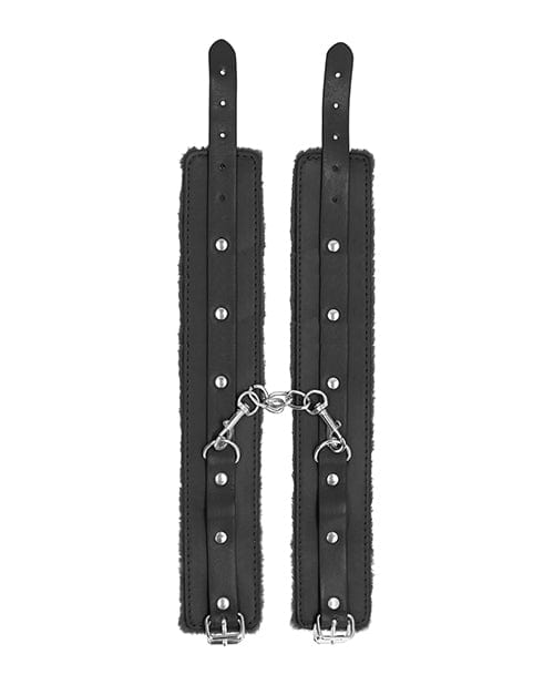 Shots America Shots Ouch Plush Leather Ankle Cuffs - Black Kink &amp; BDSM