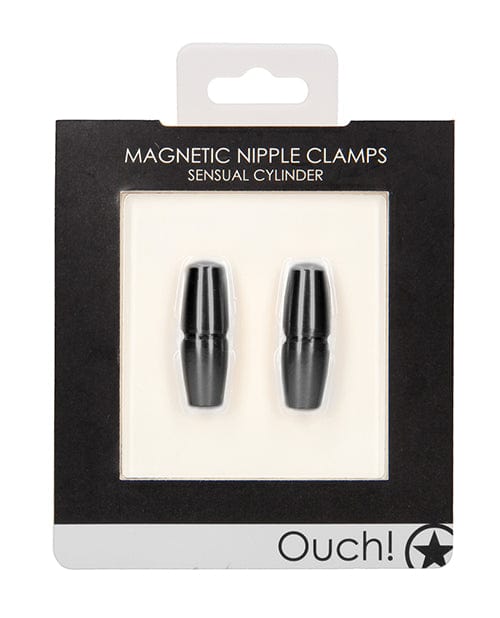 Shots America Shots Ouch Sensual Cylinder Magnetic Nipple Clamps Black Kink &amp; BDSM