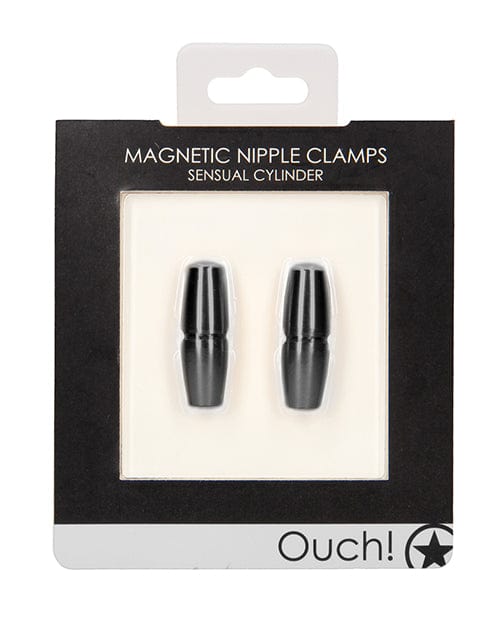 Shots America Shots Ouch Sensual Cylinder Magnetic Nipple Clamps Black Kink & BDSM
