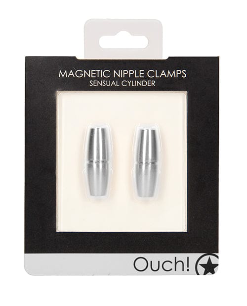 Shots America Shots Ouch Sensual Cylinder Magnetic Nipple Clamps Silver Kink &amp; BDSM