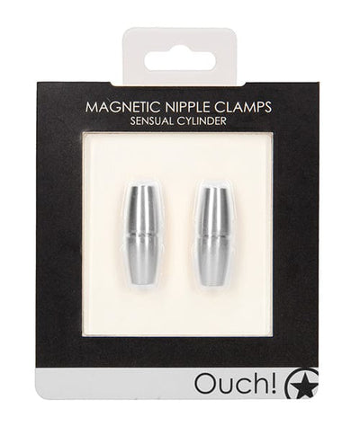 Shots America Shots Ouch Sensual Cylinder Magnetic Nipple Clamps Silver Kink & BDSM