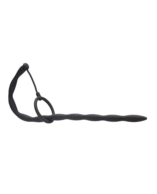 Shots America Shots Ouch Urethral Sounding Silicone Plug &amp; Cock Ring Set - Black Kink &amp; BDSM