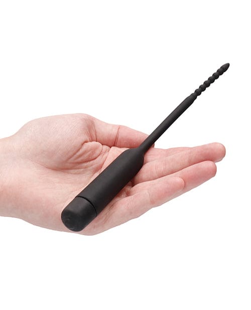 Shots America Shots Ouch Urethral Sounding Silicone Vibrating Bullet Plug with Beaded Tip - Black Kink &amp; BDSM