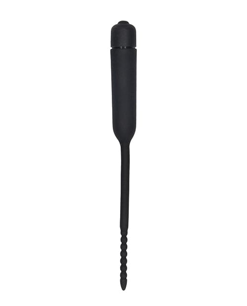 Shots America Shots Ouch Urethral Sounding Silicone Vibrating Bullet Plug with Beaded Tip - Black Kink &amp; BDSM