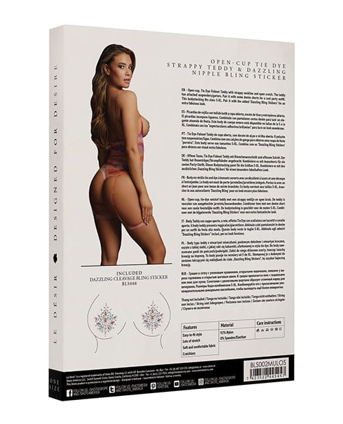 Shots America Shots Bliss Open Cup Strappy Teddy with Jewelry Pasties Multi One Size Fits Most Lingerie &amp; Costumes