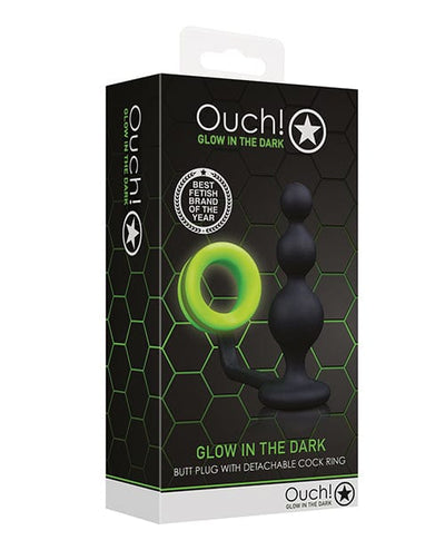 Shots America LLC Shots Ouch Beads Butt Plug W/cock Ring - Glow In The Dark Anal Toys