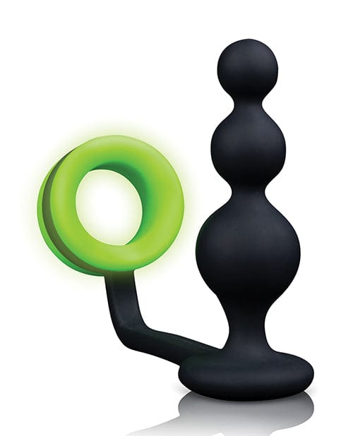 Shots America LLC Shots Ouch Beads Butt Plug W/cock Ring - Glow In The Dark Anal Toys