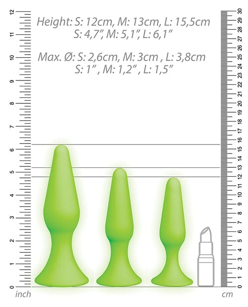 Shots America LLC Shots Ouch Butt Plug Set - Glow In The Dark Anal Toys