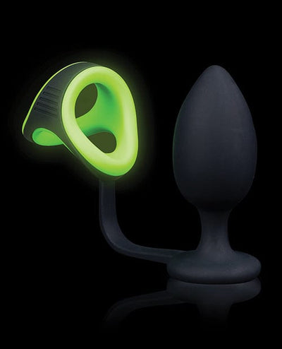Shots America LLC Shots Ouch Butt Plug W/cock Ring & Ball Strap - Glow In The Dark Anal Toys