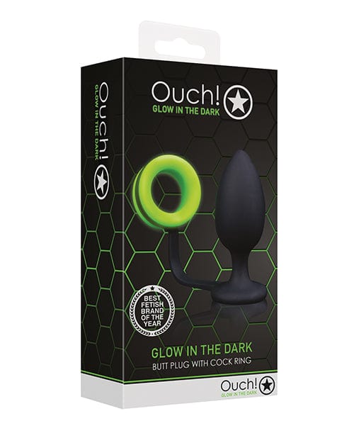 Shots Ouch Butt Plug With cock Ring - Glow In The Dark
