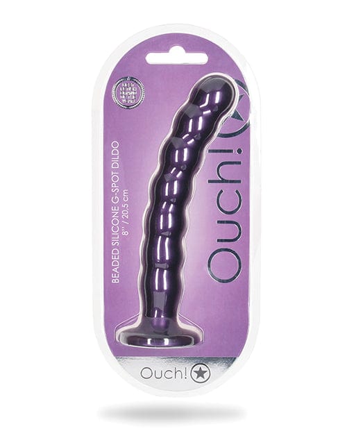 Shots America LLC Shots Ouch 8" Beaded G-spot Dildo Metallic Purple Dildos