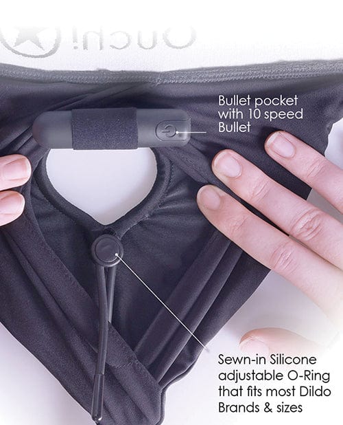 Shots America LLC Shots Ouch Vibrating Strap On Brief - Black Dildos