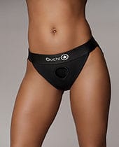 Shots America LLC Shots Ouch Vibrating Strap On Panty Harness W/open Back - Black Dildos