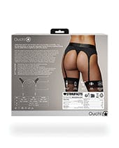 Shots Ouch Vibrating Strap On Thong with adjustable Garters - Black