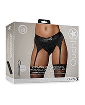 Shots America LLC Shots Ouch Vibrating Strap On Thong W/adjustable Garters - Black Medium/Large Dildos