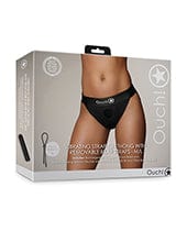 Shots America LLC Shots Ouch Vibrating Strap On Thong W/removable Rear Straps - Black Medium/Large Dildos