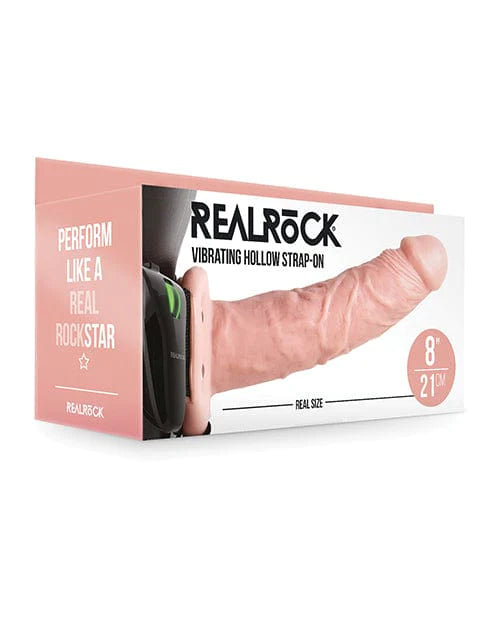 Shots America LLC Shots Realrock 8" Vibrating Hollow Strap On W/o Balls Flesh Dildos