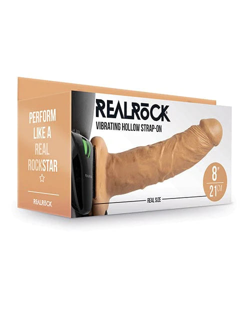Shots America LLC Shots Realrock 8" Vibrating Hollow Strap On W/o Balls Tan Dildos