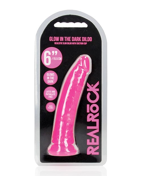 Shots America LLC Shots Realrock Slim Dildo Glow In The Dark Neon Pink / 6" Dildos