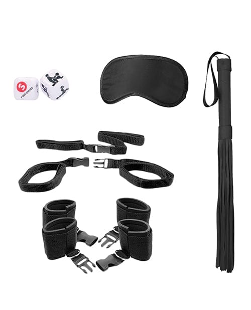 Shots America LLC Shots Ouch Black &amp; White Bed Post Bindings Restraint Kit - Black Kink &amp; BDSM