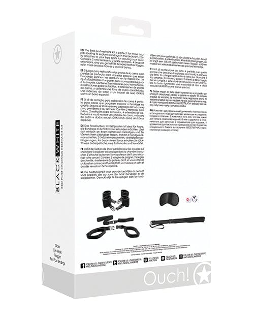 Shots America LLC Shots Ouch Black &amp; White Bed Post Bindings Restraint Kit - Black Kink &amp; BDSM
