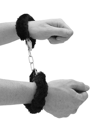 Shots America LLC Shots Ouch Black & White Beginner's Furry Hand Cuffs - Black Kink & BDSM