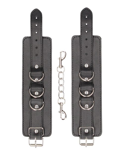 Shots America LLC Shots Ouch Black &amp; White Bonded Leather Hand-ankle Cuffs - Black Kink &amp; BDSM