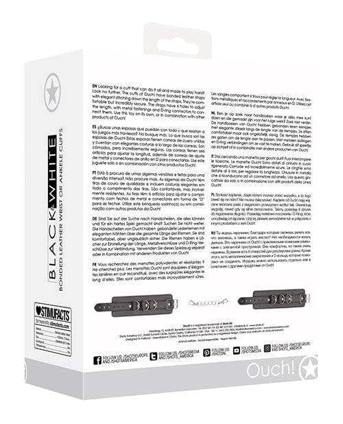 Shots America LLC Shots Ouch Black &amp; White Bonded Leather Hand-ankle Cuffs - Black Kink &amp; BDSM