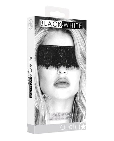 Shots America LLC Shots Ouch Black & White Lace Mask W-elastic Straps - Black Kink & BDSM