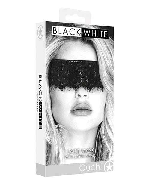 Shots America LLC Shots Ouch Black & White Lace Mask W-elastic Straps - Black Kink & BDSM