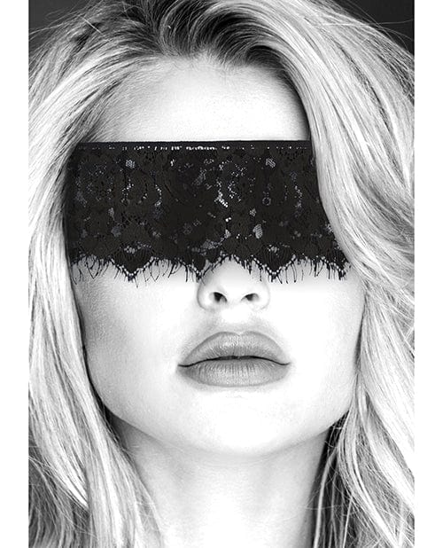 Shots Ouch Black & White Lace Mask with elastic Straps - Black
