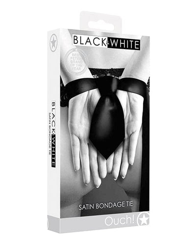 Shots America LLC Shots Ouch Black & White Satin Bondage Tie - Black Kink & BDSM
