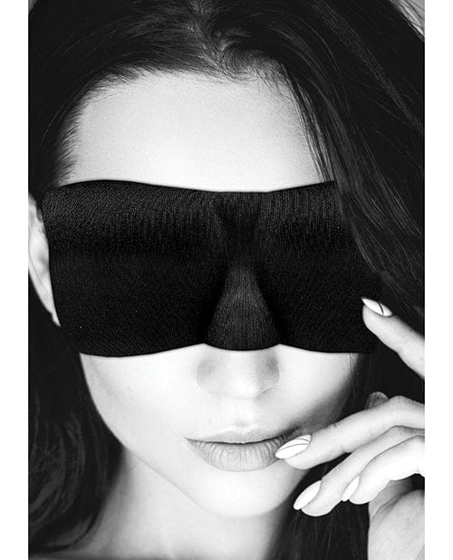 Shots Ouch Black & White Satin Curvy Eye Mask with elastic Straps - Black
