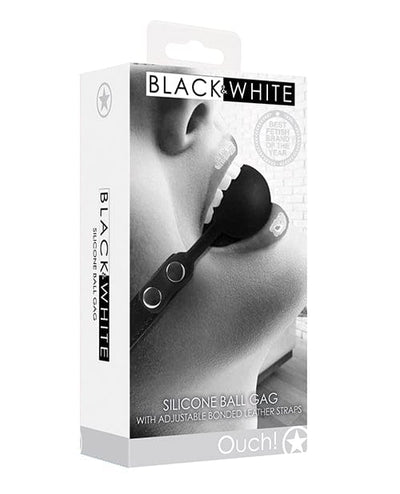 Shots America LLC Shots Ouch Black & White Silicone Ball Gag - Black Kink & BDSM