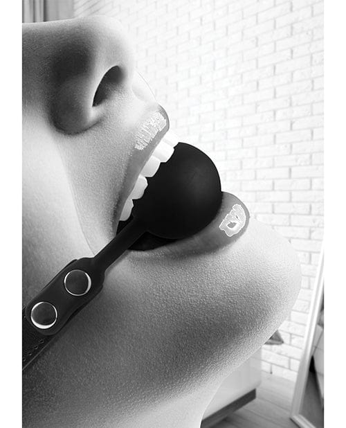 Shots America LLC Shots Ouch Black &amp; White Silicone Ball Gag - Black Kink &amp; BDSM