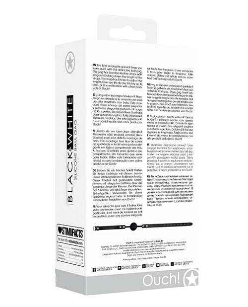 Shots America LLC Shots Ouch Black &amp; White Silicone Ball Gag - Black Kink &amp; BDSM