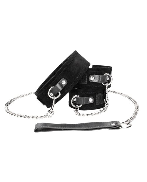 Shots America LLC Shots Ouch Black &amp; White Velcro Collar W-leash &amp; Hand Cuffs - Black Kink &amp; BDSM