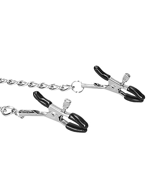 Shots America LLC Shots Ouch Black &amp; White Velcro Collar W-nipple Clamps - Black Kink &amp; BDSM