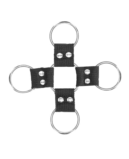 Shots America LLC Shots Ouch Black &amp; White Velcro Hogtie W-hand &amp; Ankle Cuffs - Black Kink &amp; BDSM