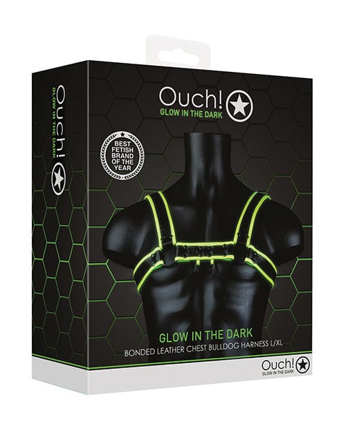 Shots America LLC Shots Ouch Chest Bulldog Harness - Glow In The Dark L/xl Kink &amp; BDSM
