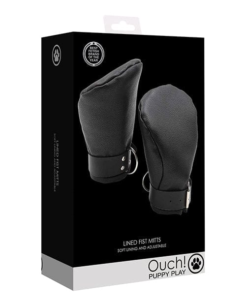 Shots America LLC Shots Ouch Puppy Play Lined Fist Mitts - Black Kink &amp; BDSM