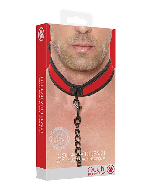 Shots America LLC Shots Ouch Puppy Play Puppy Collar W/leash Red Kink &amp; BDSM