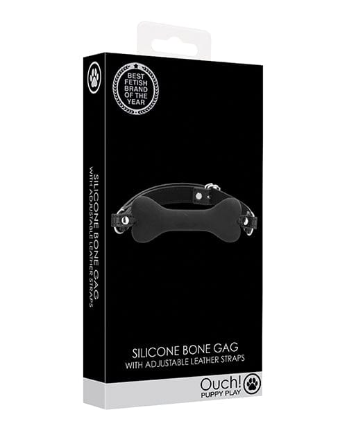 Shots America LLC Shots Ouch Puppy Play Silicone Bone Gag - Black Kink &amp; BDSM