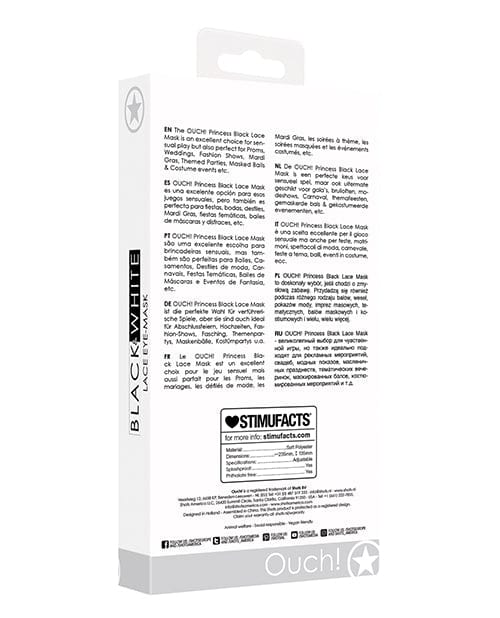 Shots America LLC Shots Ouch Black &amp; White Lace Eye Mask Lingerie &amp; Costumes
