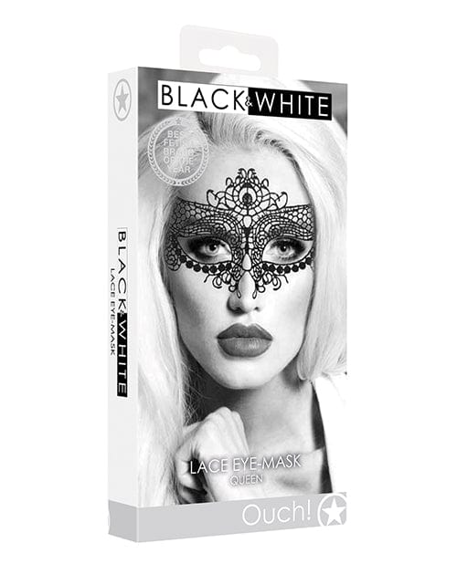 Shots America LLC Shots Ouch Black &amp; White Lace Eye Mask Queen Black Lingerie &amp; Costumes