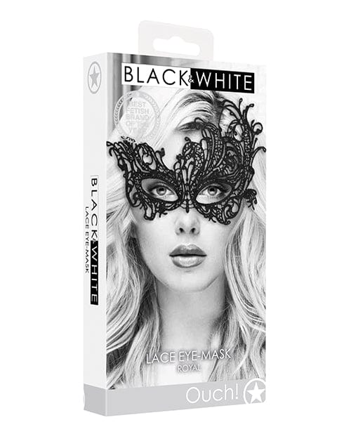 Shots America LLC Shots Ouch Black &amp; White Lace Eye Mask Royal Black Lingerie &amp; Costumes